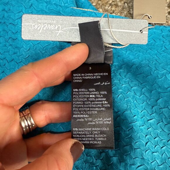 Chico's By Travelers Rev Crushed Zebra Duster Womens 3 Turquoise Gold Open Front - Picture 6 of 15